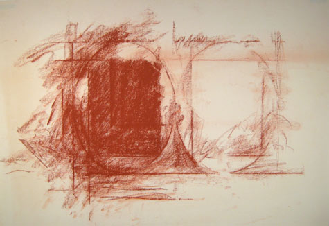 Two Ovals, 1995. sanguine conte, 16"x 24